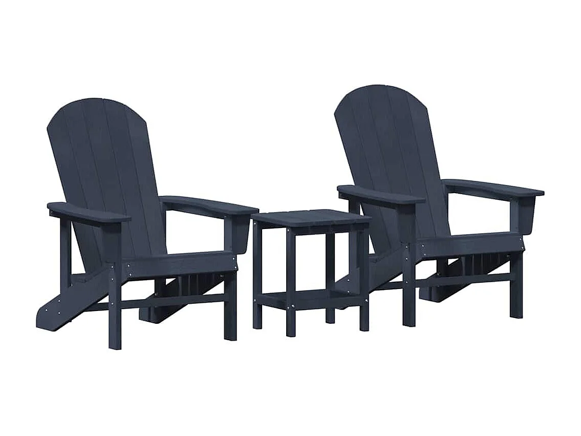 Ensemble de Jardin 3 Pièces Bleu Marine HDPE