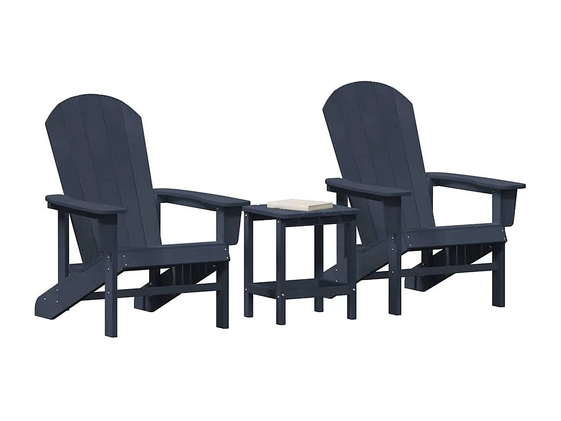 Ensemble de Jardin 3 Pièces Bleu Marine HDPE