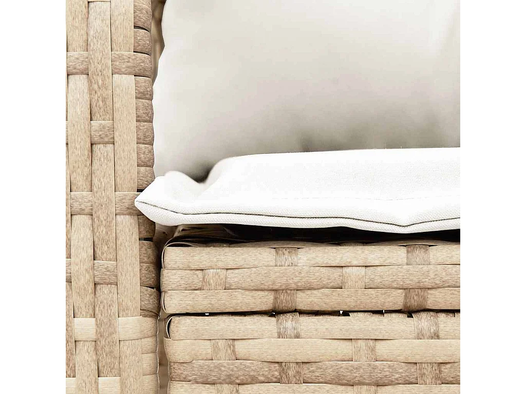 Sedia a dondolo da giardino con cuscini in vimini di resina beige