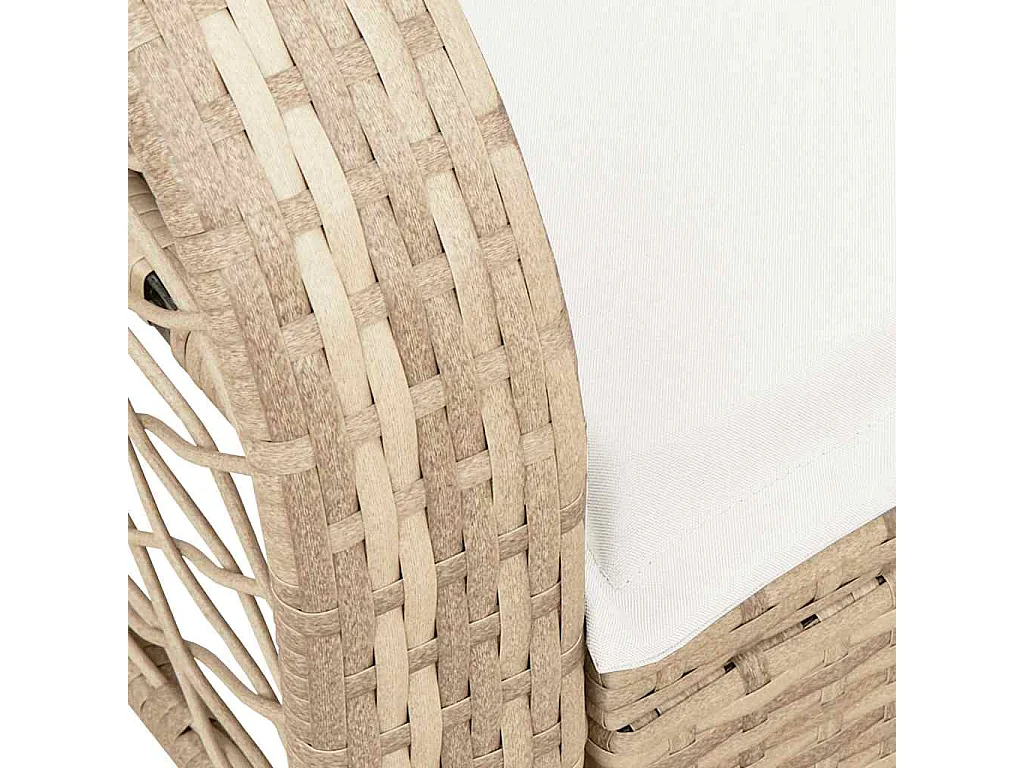 Chaise à bascule de jardin avec coussins beige résine tressée