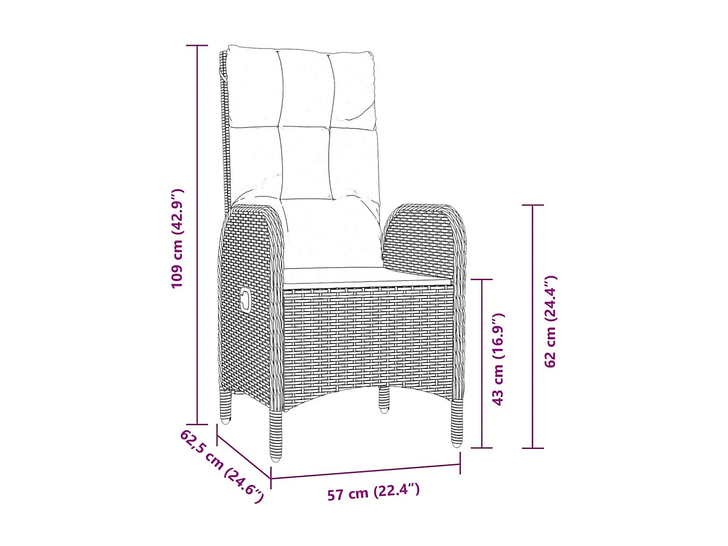Set da pranzo da giardino in polyrattan nero da 5 pezzi