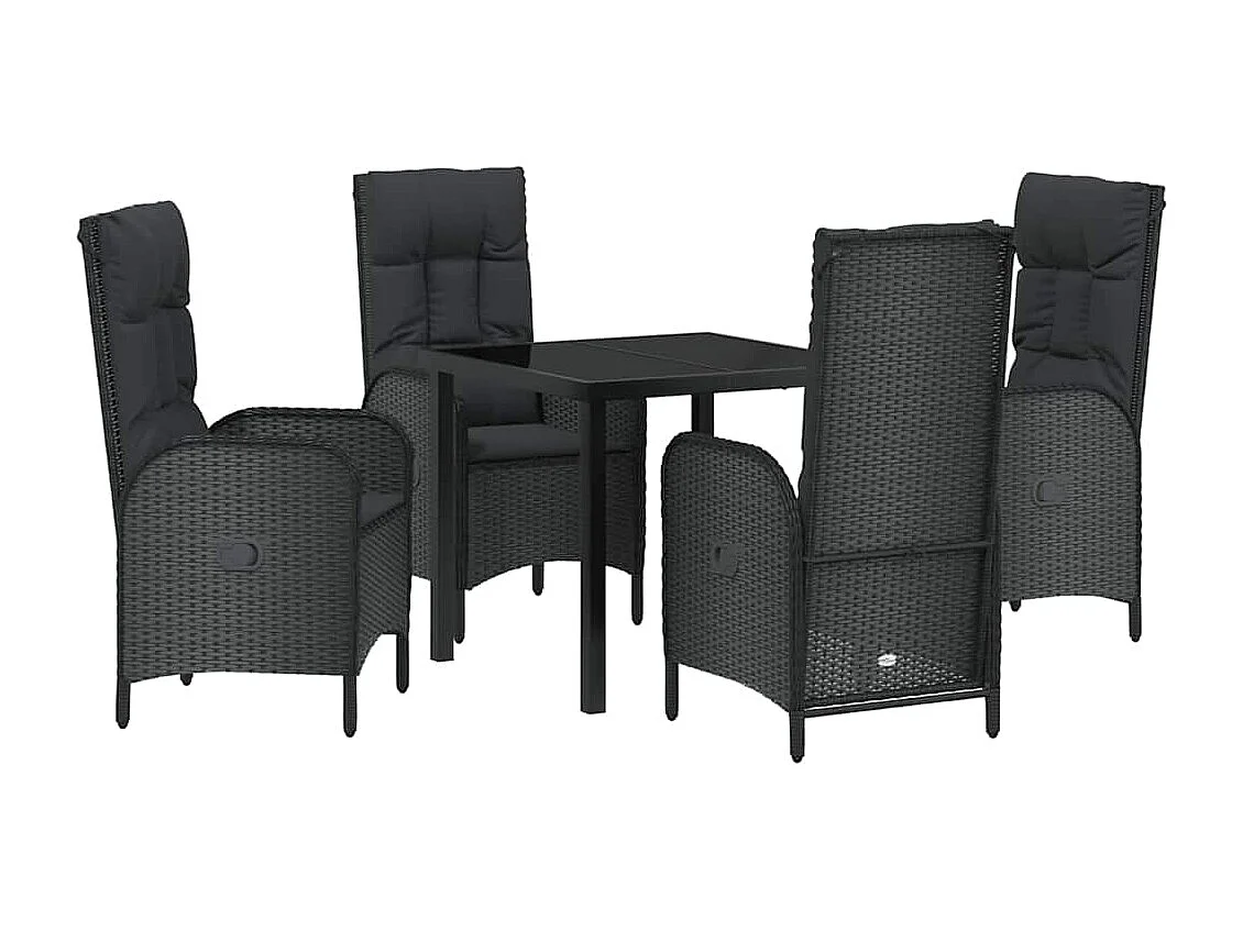 Ensemble de Salle à Manger de Jardin 5 Pièces Noir Poly Rattan