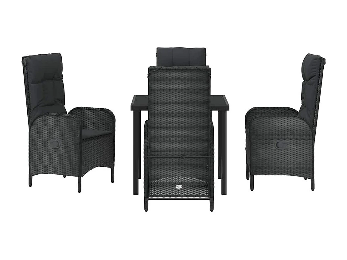 Ensemble de Salle à Manger de Jardin 5 Pièces Noir Poly Rattan