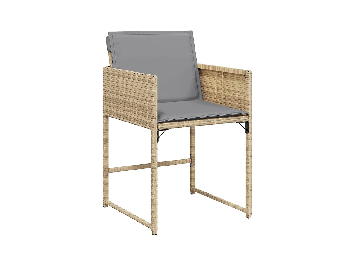 Ensemble de Dîner de Jardin 5 Pièces avec Coussins Beige Rattan Poly