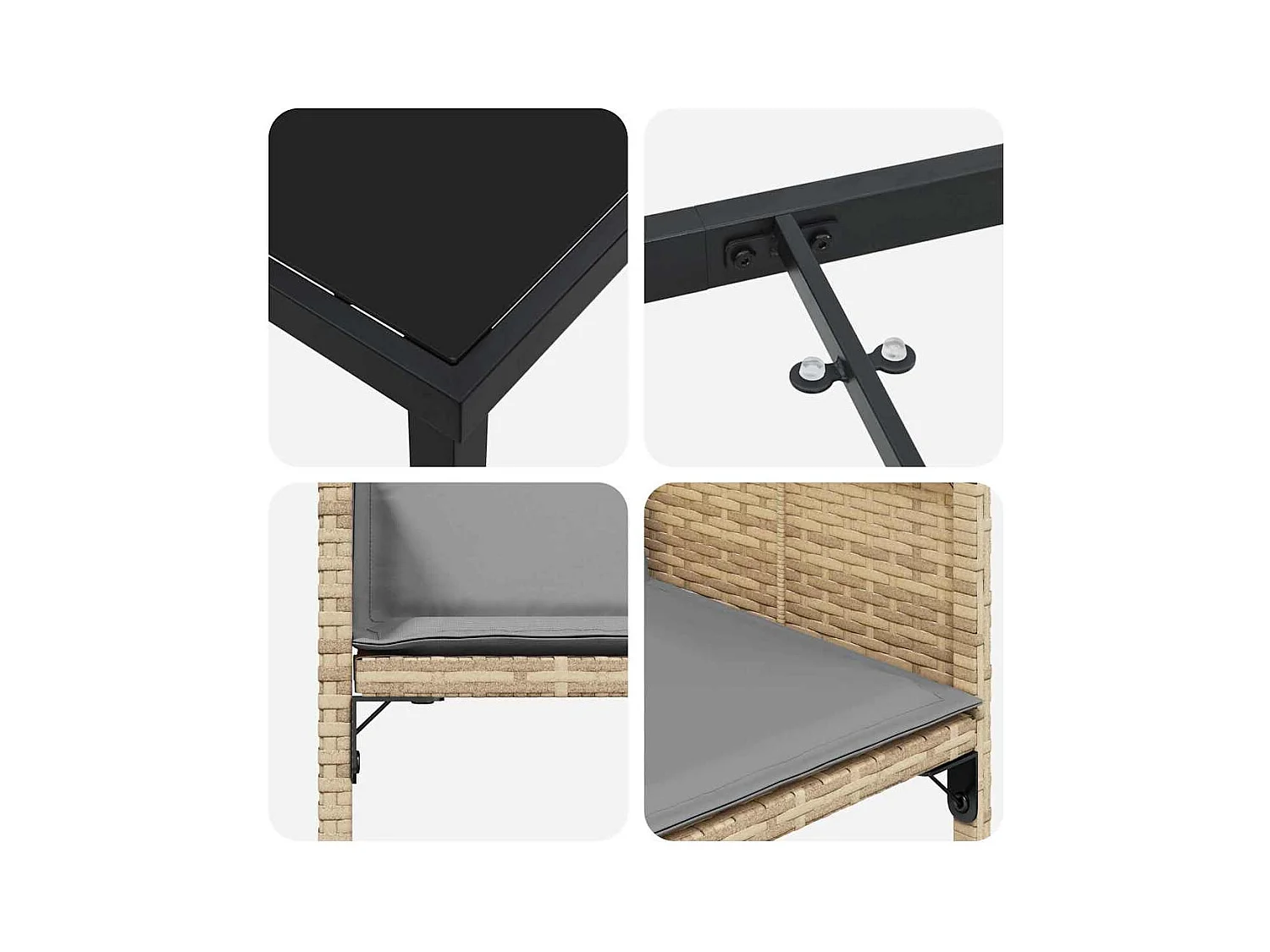 Ensemble de Dîner de Jardin 5 Pièces avec Coussins Beige Rattan Poly