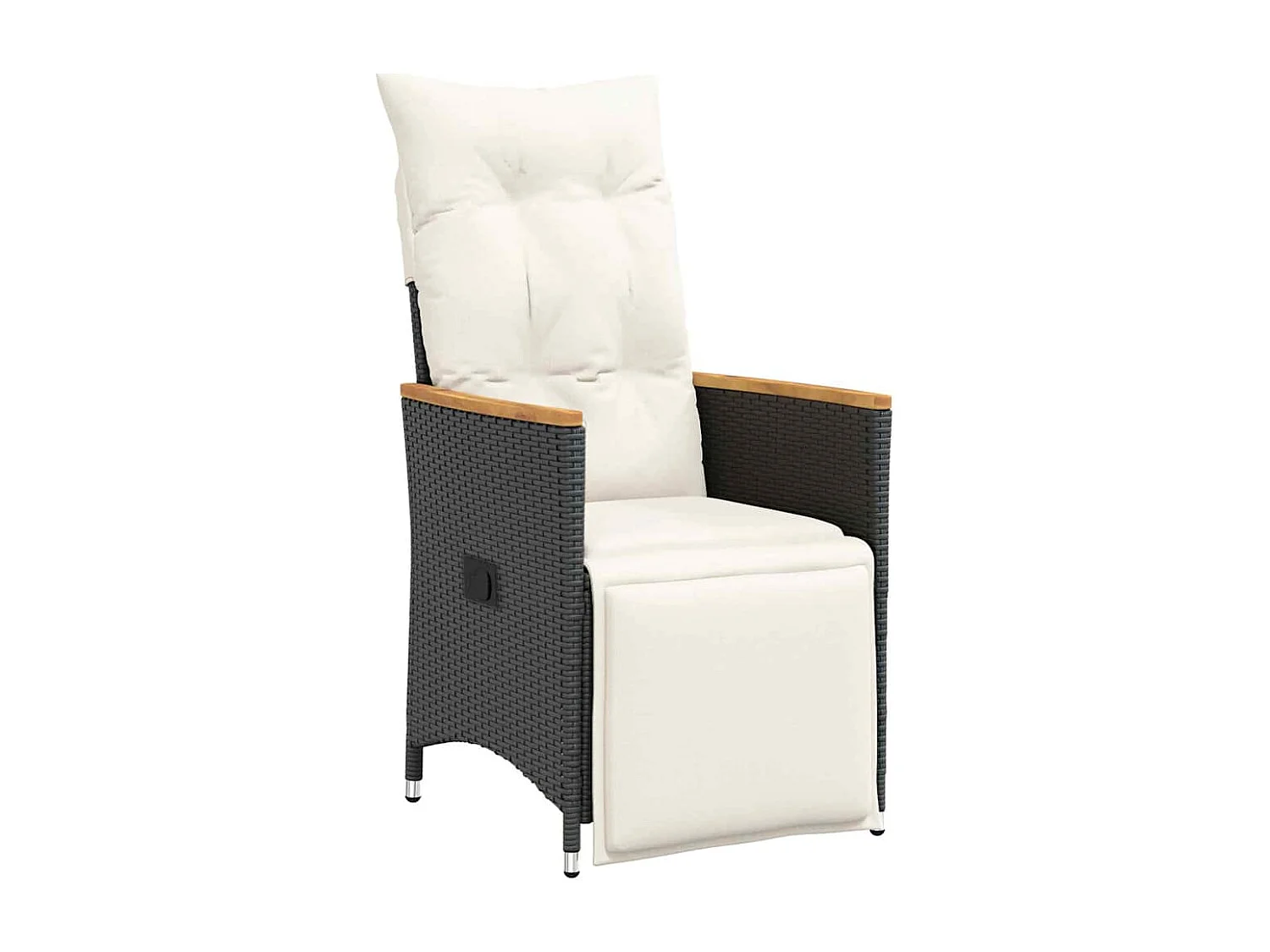 Ensemble de salle à manger de jardin de 7 pièces avec coussins Rattan Poly Noir