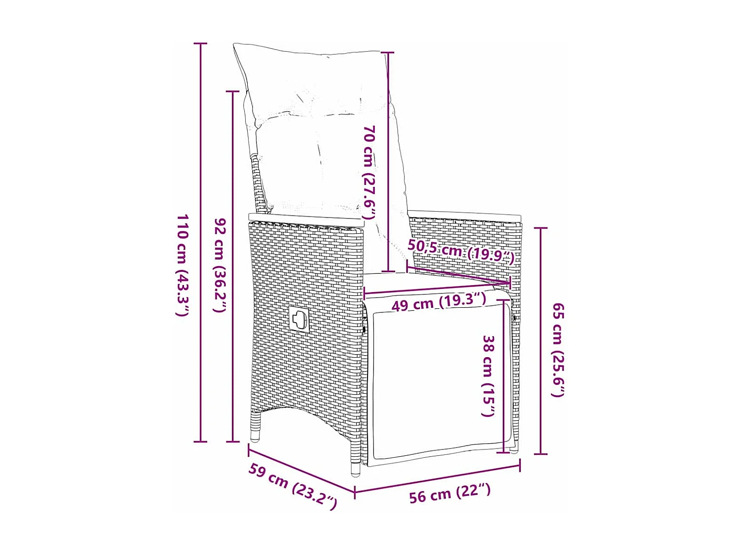 Ensemble de salle à manger de jardin de 7 pièces avec coussins Rattan Poly Noir
