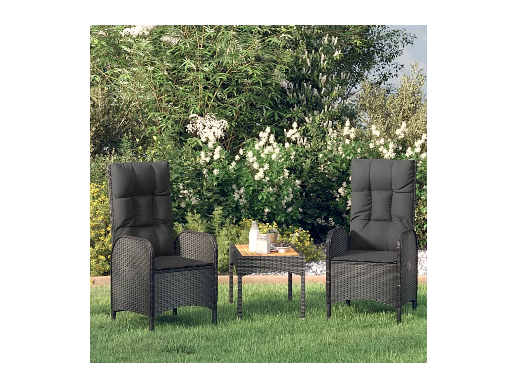 Chaises d'extérieur lot de 2 Résine tressée Noir