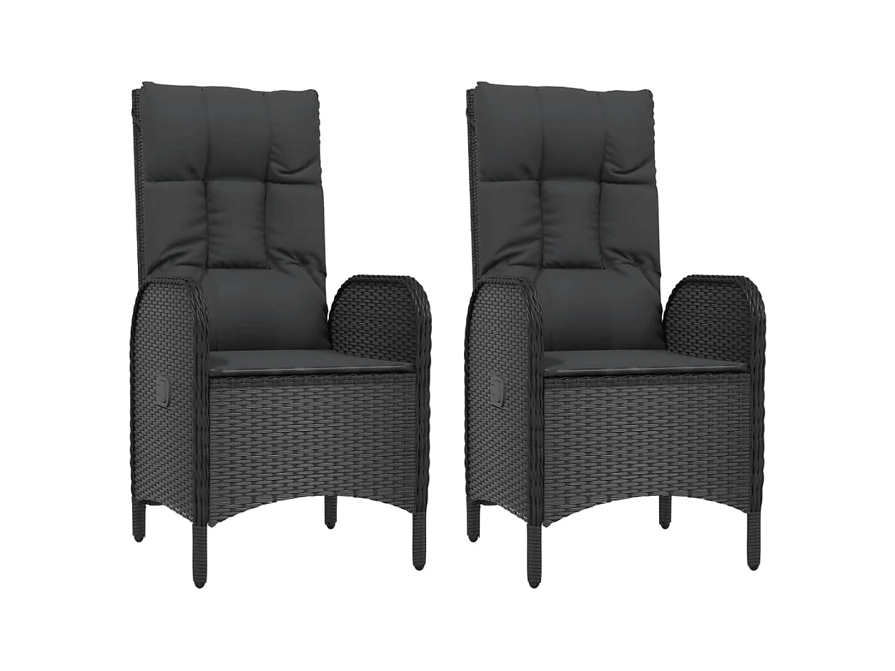 Chaises d'extérieur lot de 2 Résine tressée Noir