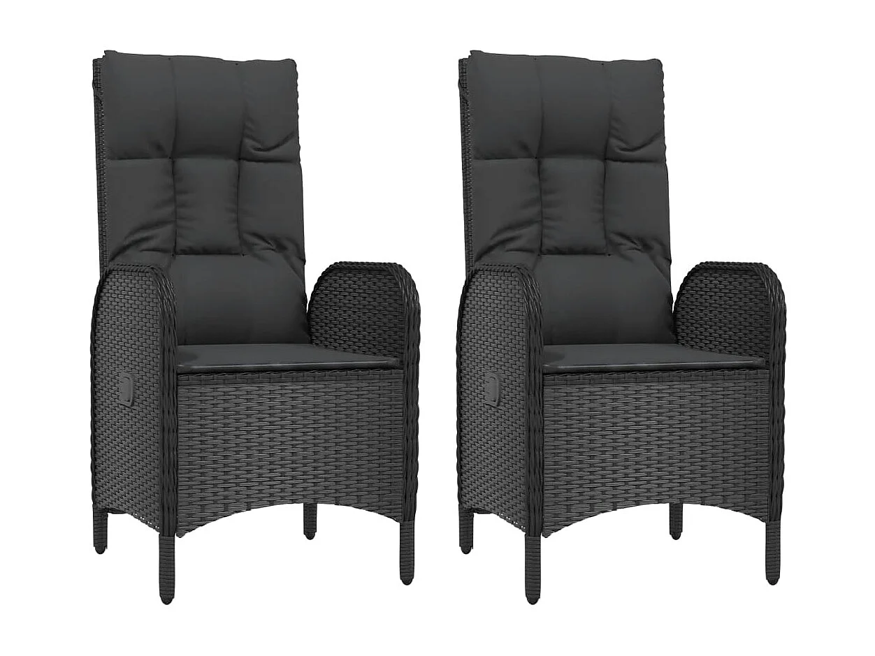 Chaises d'extérieur lot de 2 Résine tressée Noir