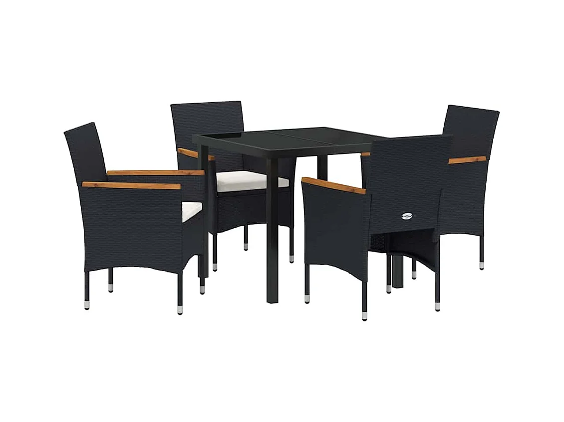 5-delige zwarte poly rattan tuinset