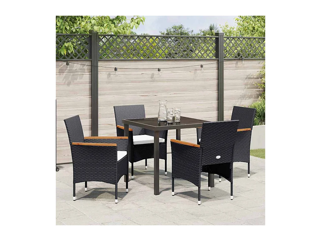 5-delige zwarte poly rattan tuinset
