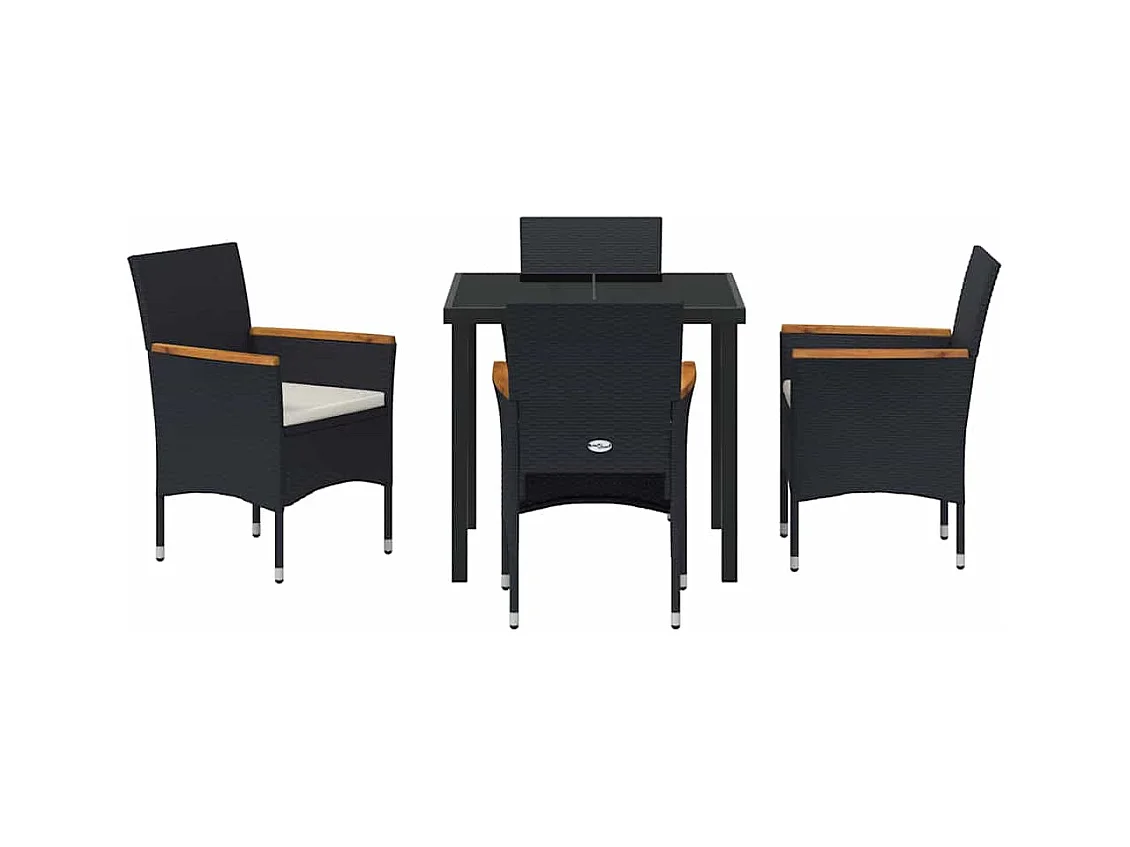 5-delige zwarte poly rattan tuinset
