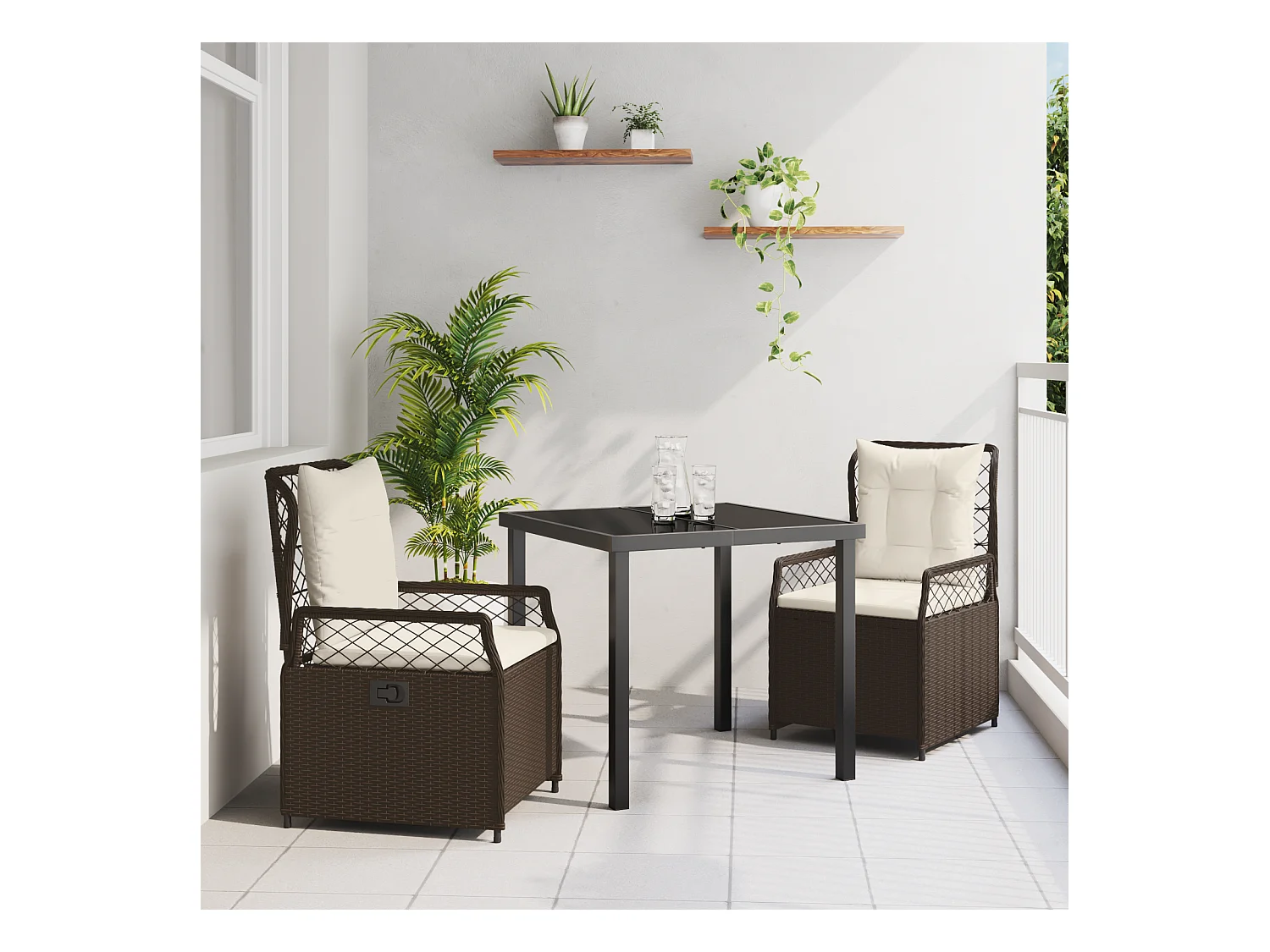 Ensemble de Salle à Manger de Jardin de 3 Pièces Marron Poly Rattan
