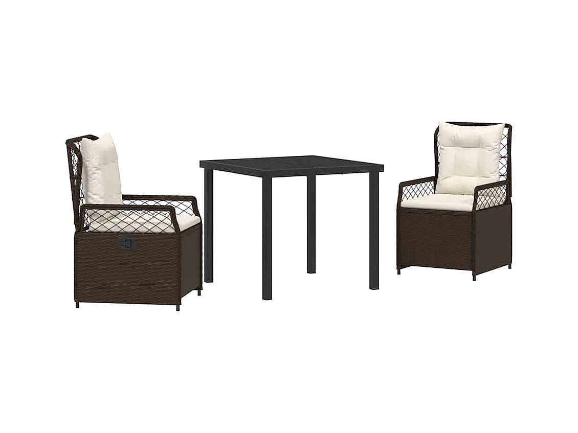Ensemble de Salle à Manger de Jardin de 3 Pièces Marron Poly Rattan