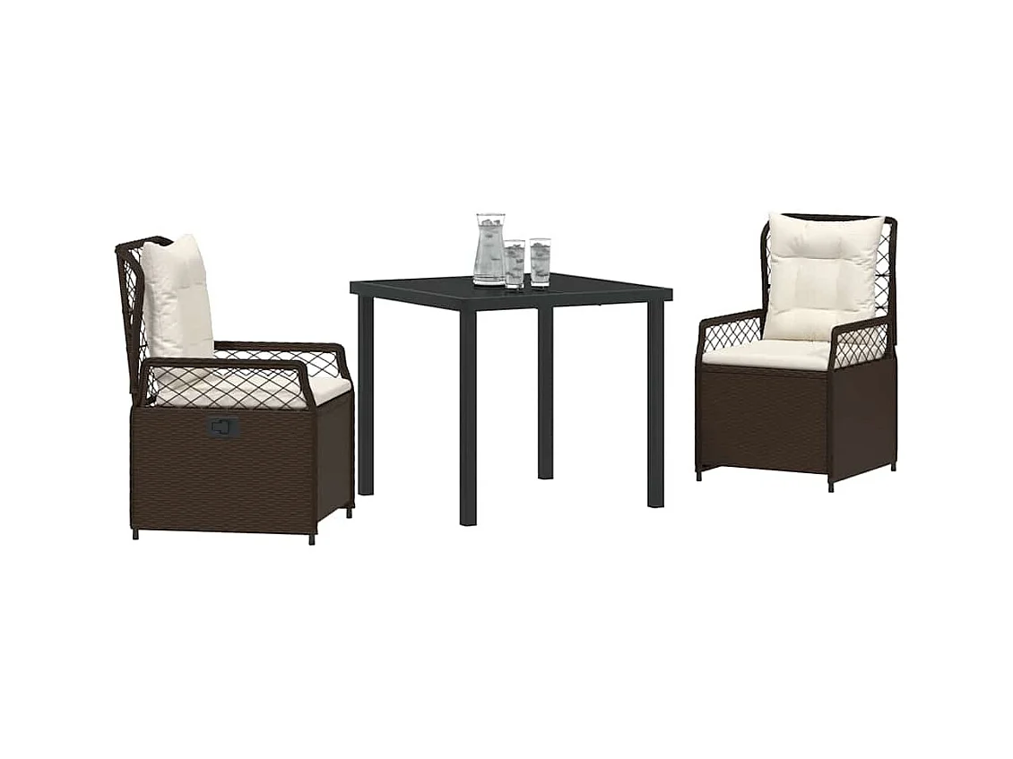Ensemble de Salle à Manger de Jardin de 3 Pièces Marron Poly Rattan