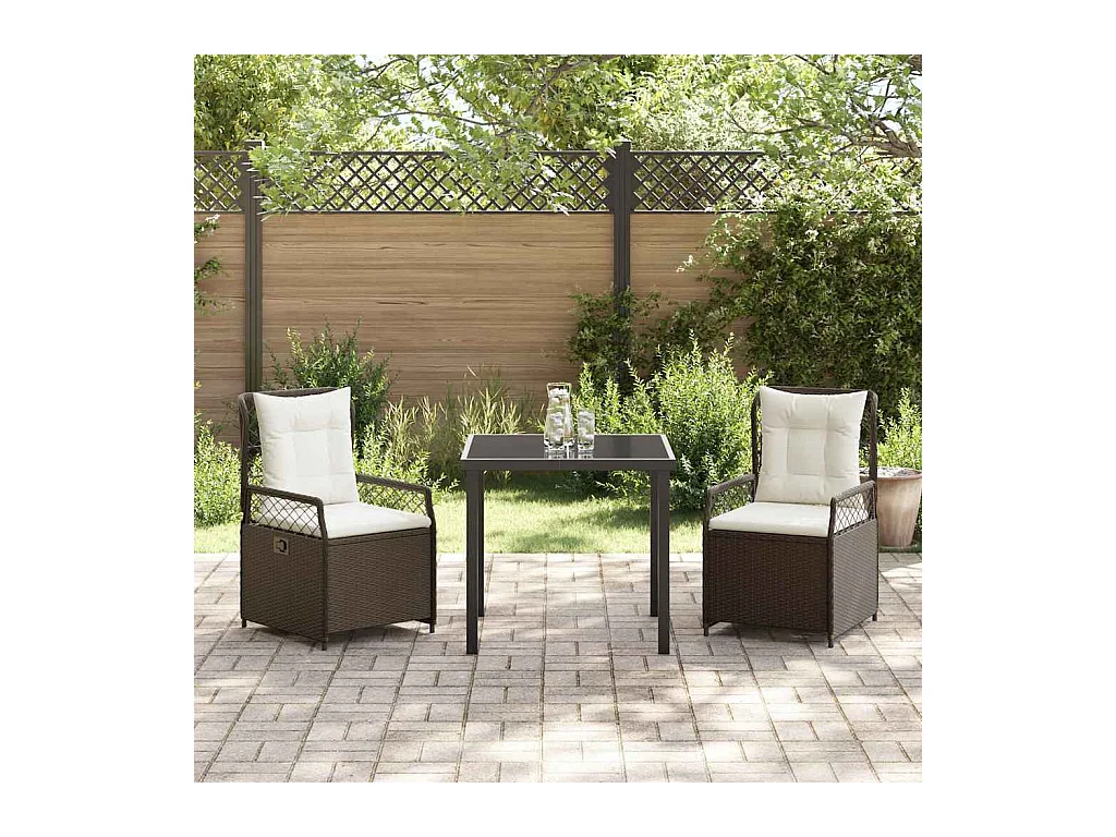 Ensemble de Salle à Manger de Jardin de 3 Pièces Marron Poly Rattan