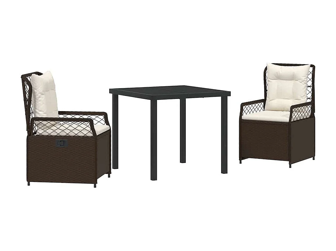 3-delige bruine poly rattan tuinset