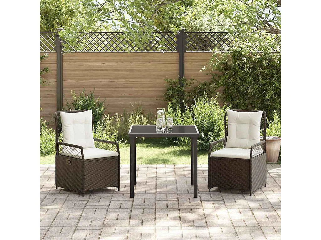 3-delige bruine poly rattan tuinset