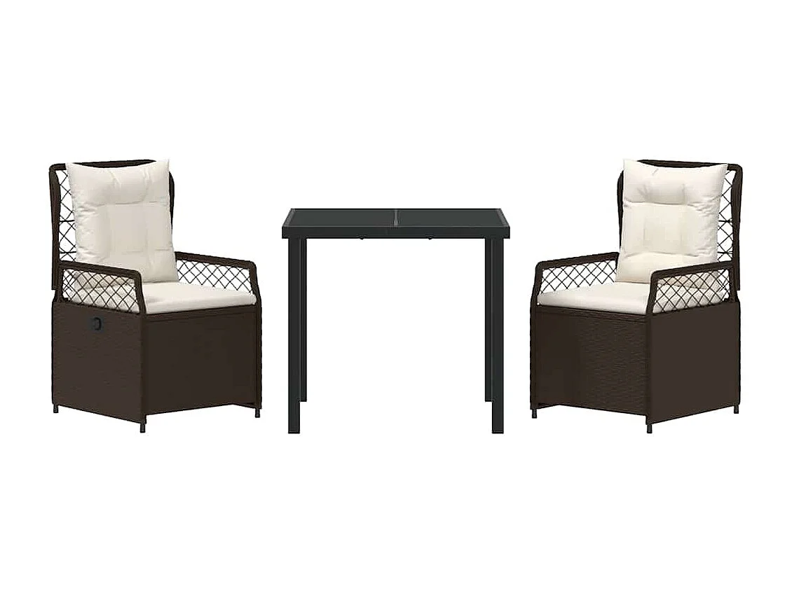 3-delige bruine poly rattan tuinset