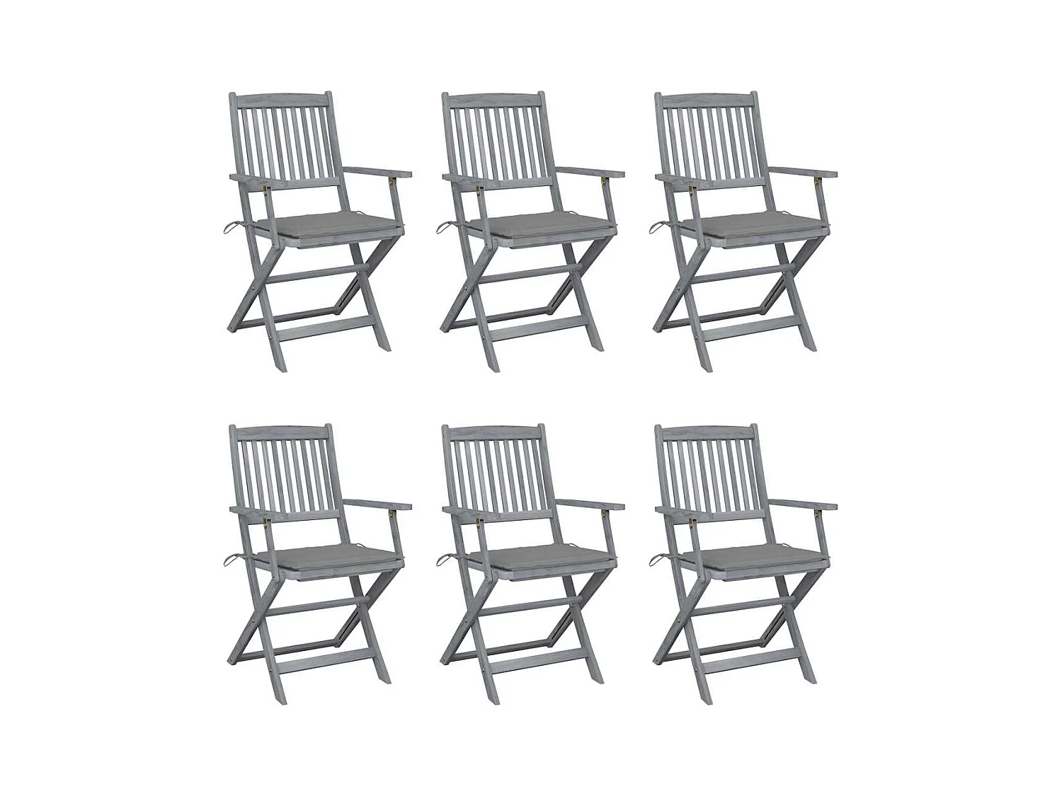 Set van 6 klapstoelen voor buiten met kussens van acaciahout