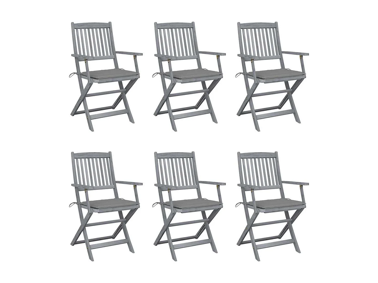 Chaises pliables d'extérieur lot de 6 et coussins Bois d'acacia