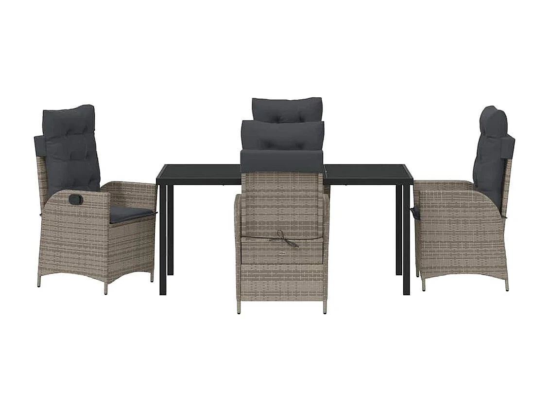 Set de 5 de Mobilier de Jardin avec Coussins Gris Poly Rattan