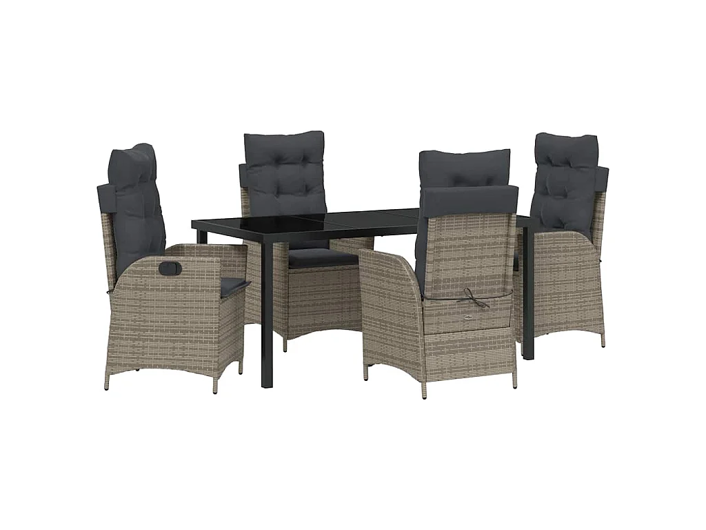 Set de 5 de Mobilier de Jardin avec Coussins Gris Poly Rattan