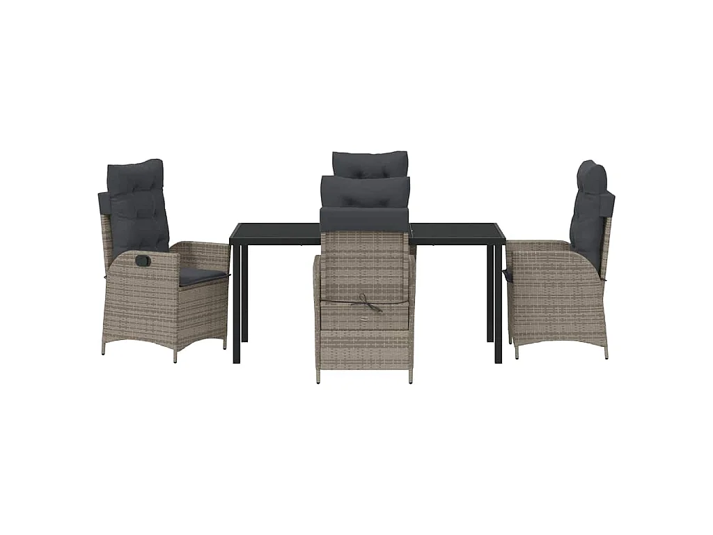 Set de 5 de Mobilier de Jardin avec Coussins Gris Poly Rattan
