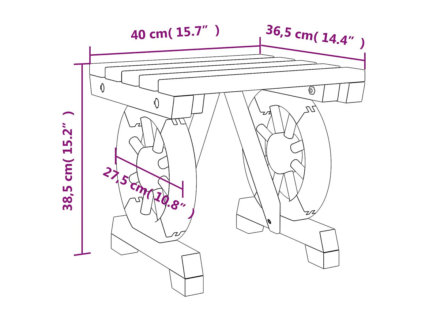 Repose-pied de jardin 40x36,5x38,5 cm bois massif sapin