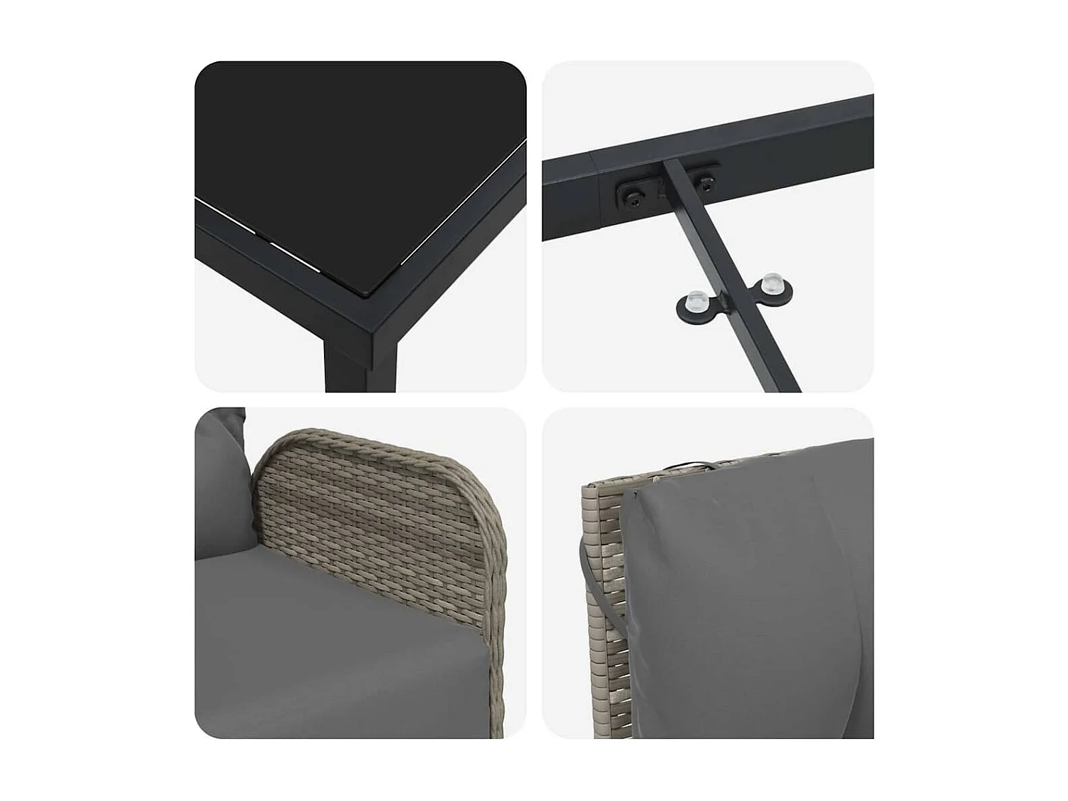 7-delige tuinset met grijze polyrotan kussens