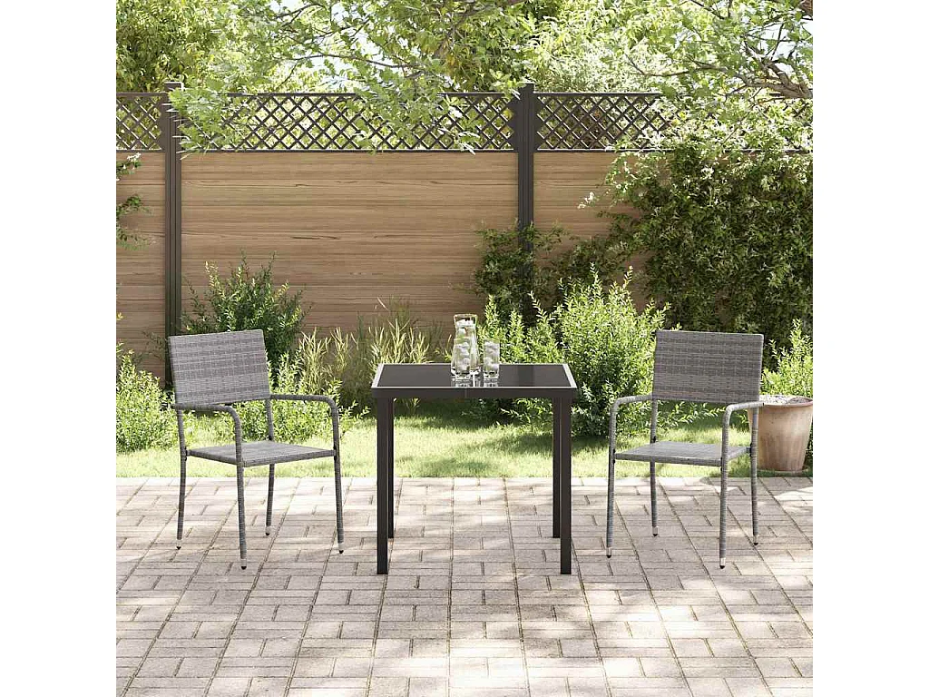 Ensemble de jardin 3 pièces gris poly rattan