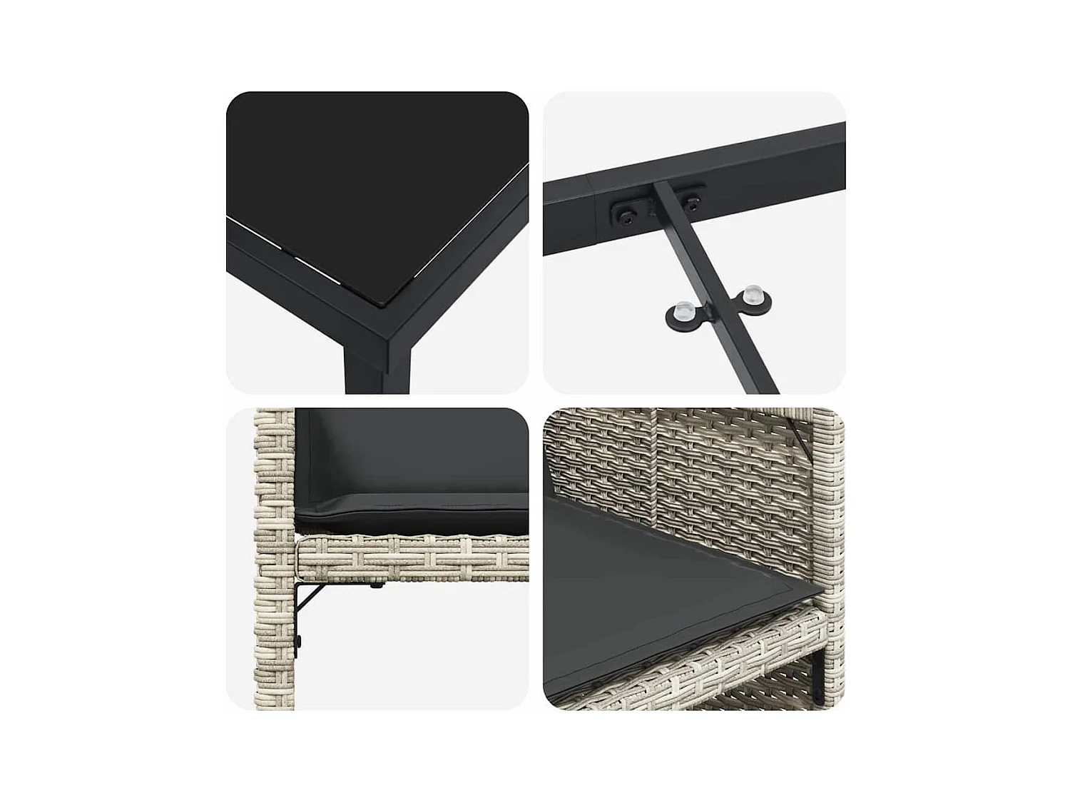 Set de salle à manger de jardin 5 pièces avec coussins Gris clair Poly Rattan