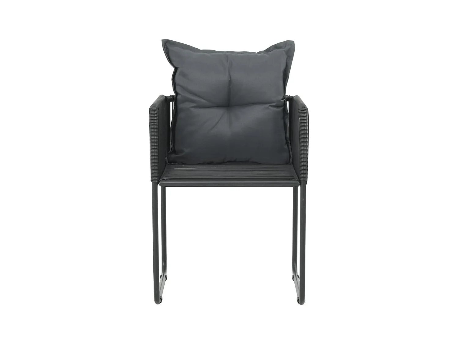 Juego de 2 sillas de exterior con cojines de resina de mimbre negro