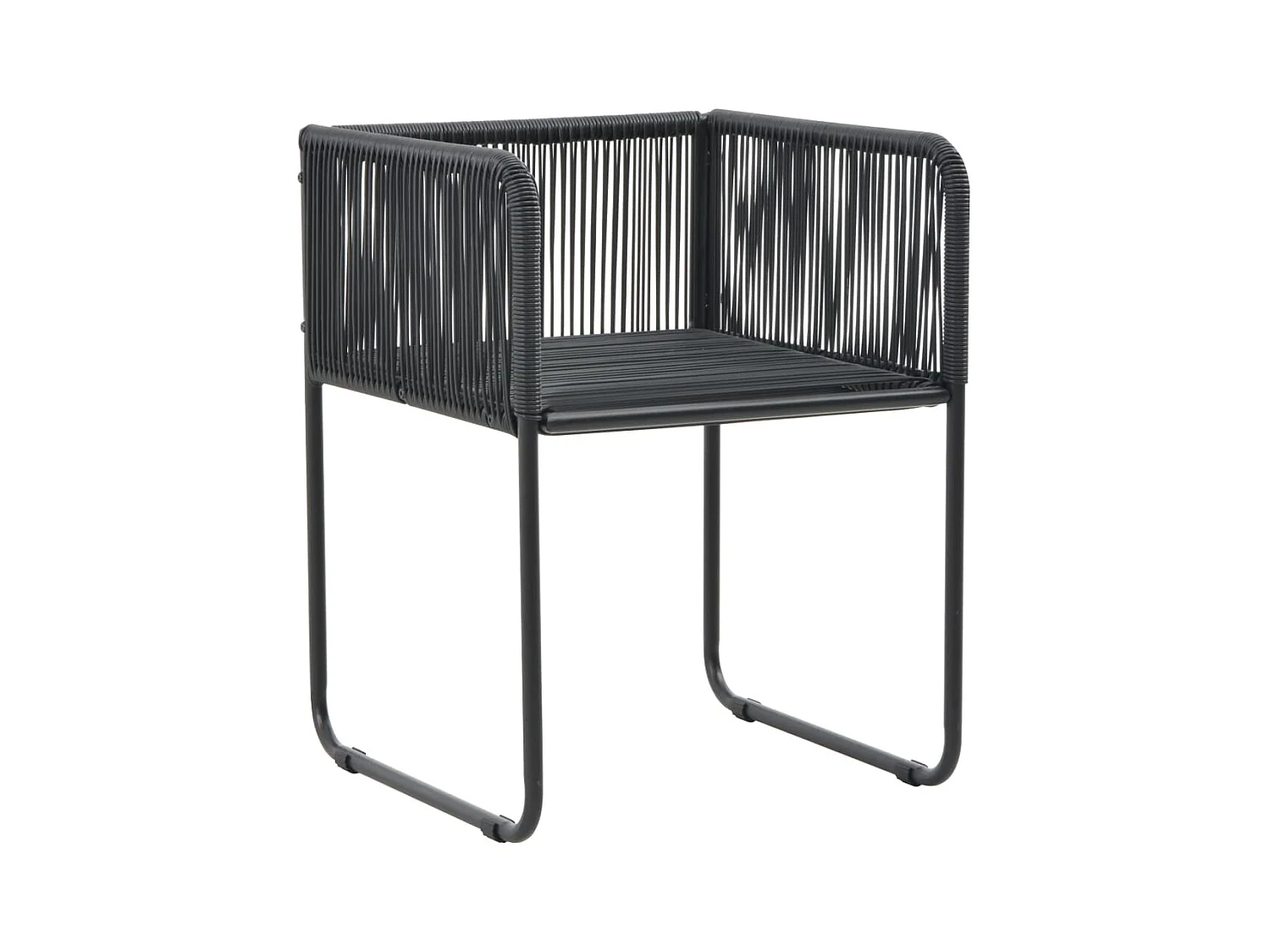 Juego de 2 sillas de exterior con cojines de resina de mimbre negro