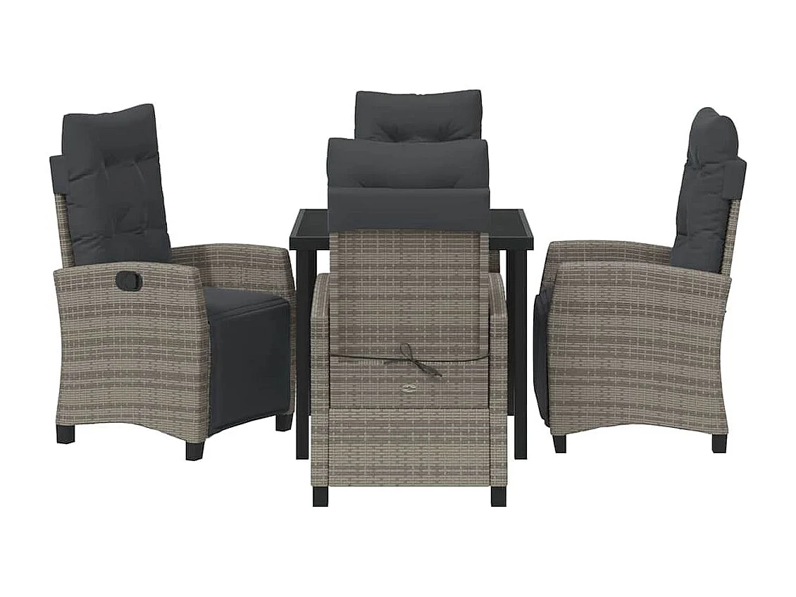 Set da giardino in polyrattan grigio da 5 pezzi