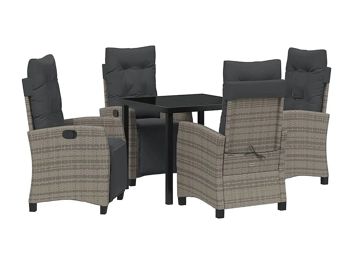 5-delige grijze polyrotan tuinset