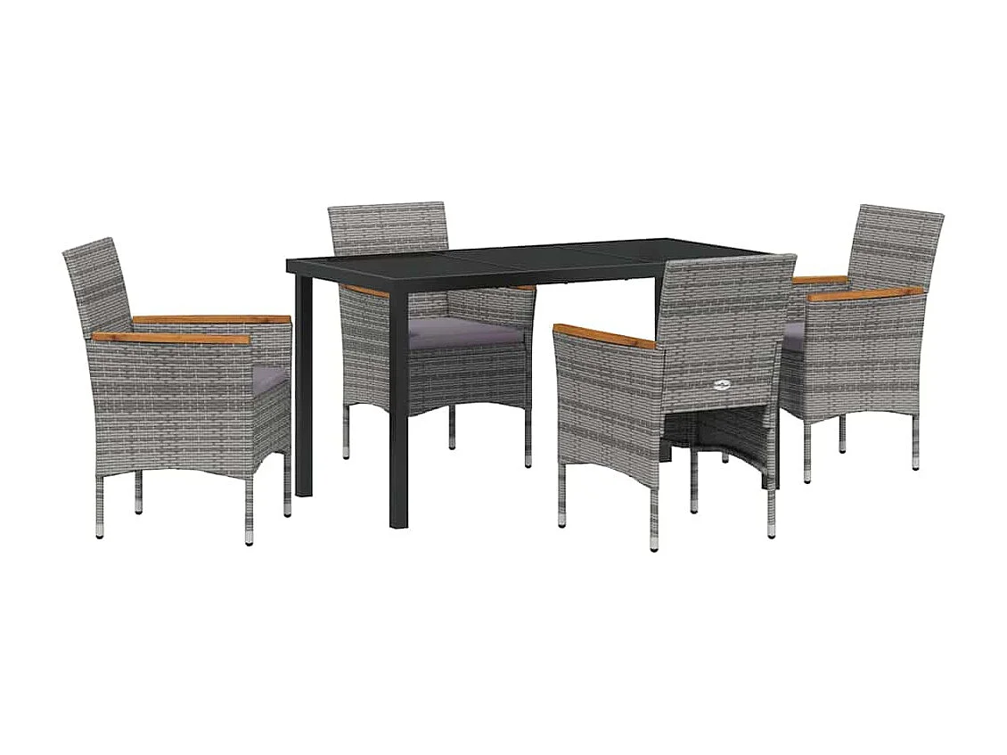 Ensemble de jardin 5 pièces - Rotin poly gris.