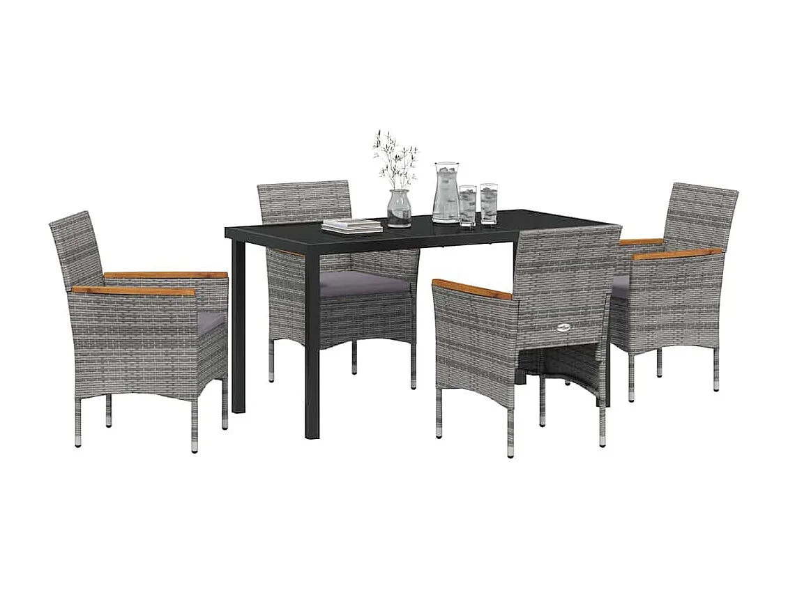 Ensemble de jardin 5 pièces - Rotin poly gris.