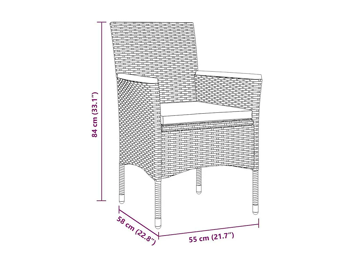 Ensemble de jardin 5 pièces - Rotin poly gris.