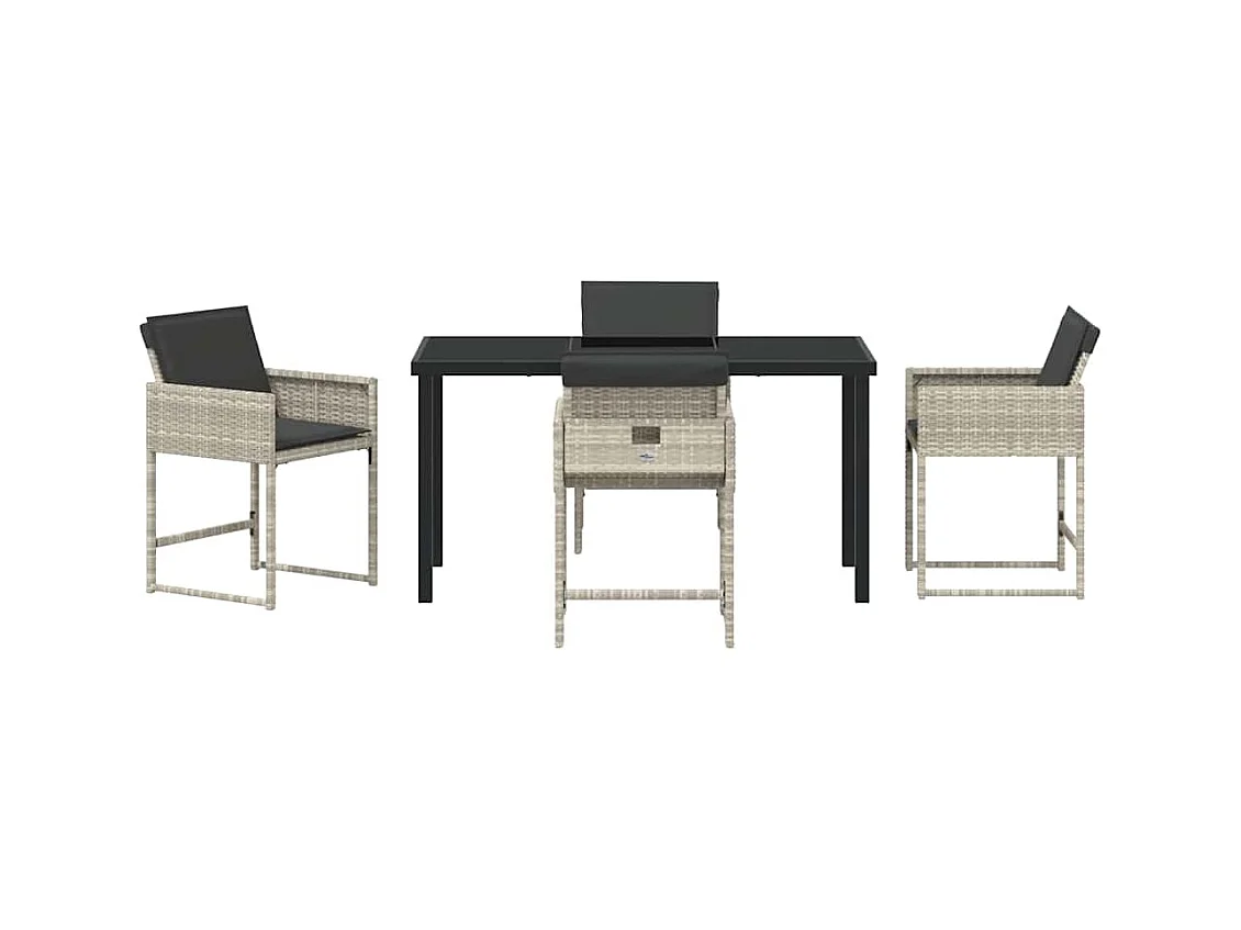 5-delige tuinset met lichtgrijze polyrotan kussens