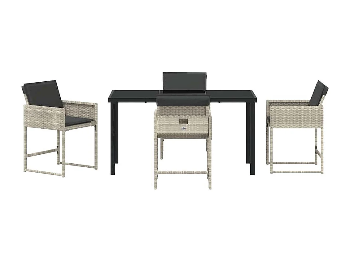 5-delige tuinset met lichtgrijze polyrotan kussens