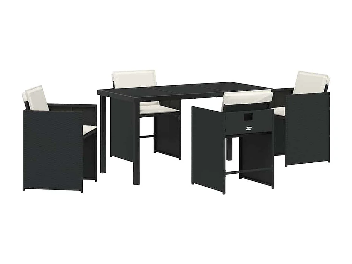 Ensemble de salle à manger de jardin 5 pièces Noir Rotin poly