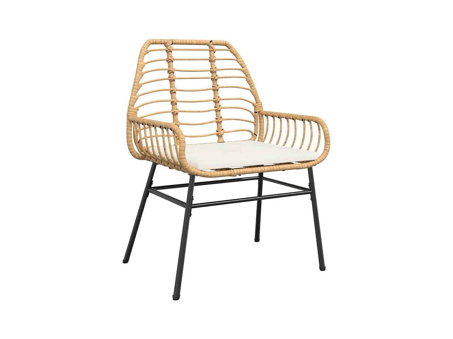 Ensemble de repas de jardin 5 pièces avec coussins marron en rotin poly