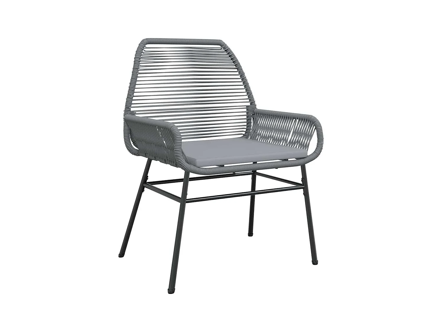 Set da pranzo da giardino 3 pezzi con cuscini in polyrattan grigio