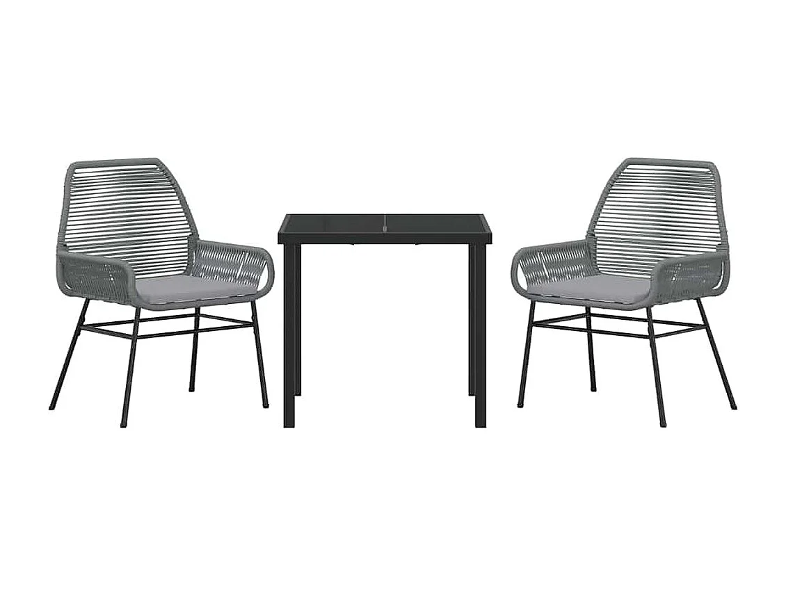 3-delige tuinset met kussens, grijs polyrotan