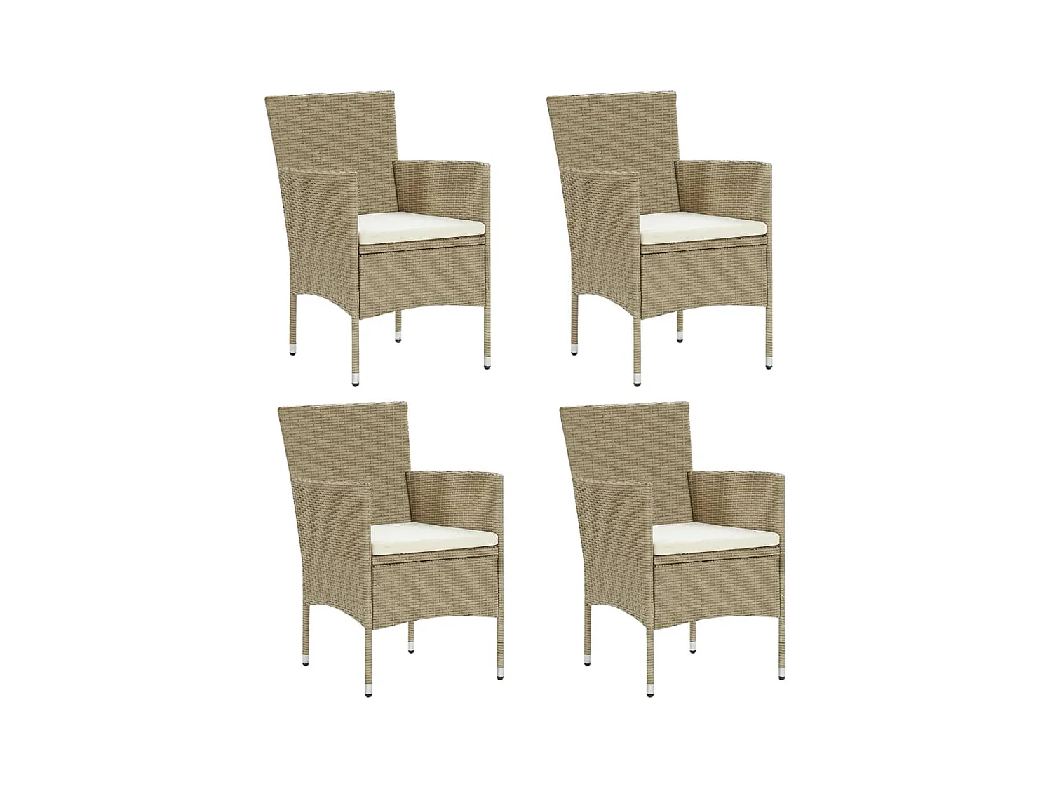 Set di 4 sedie da pranzo da giardino in resina intrecciata beige