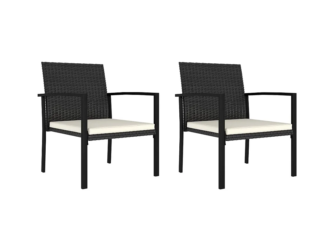 Chaises à manger de jardin lot de 2 Résine tressée Noir