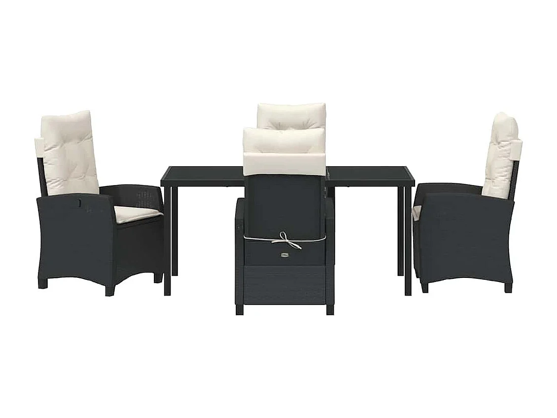 Ensemble de jardin de 5 pièces avec coussins - Rattan synthétique noir