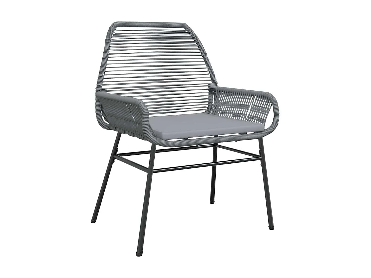 Set da pranzo da giardino da 7 pezzi con cuscini in polyrattan grigio